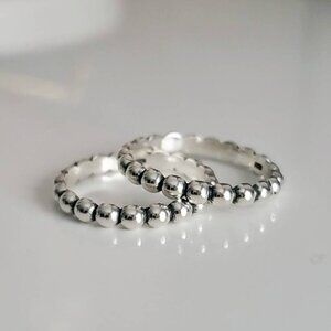 Silver Beaded Stacking Ring, Sterling Silver Women's Ring, Stack Thumb Band,